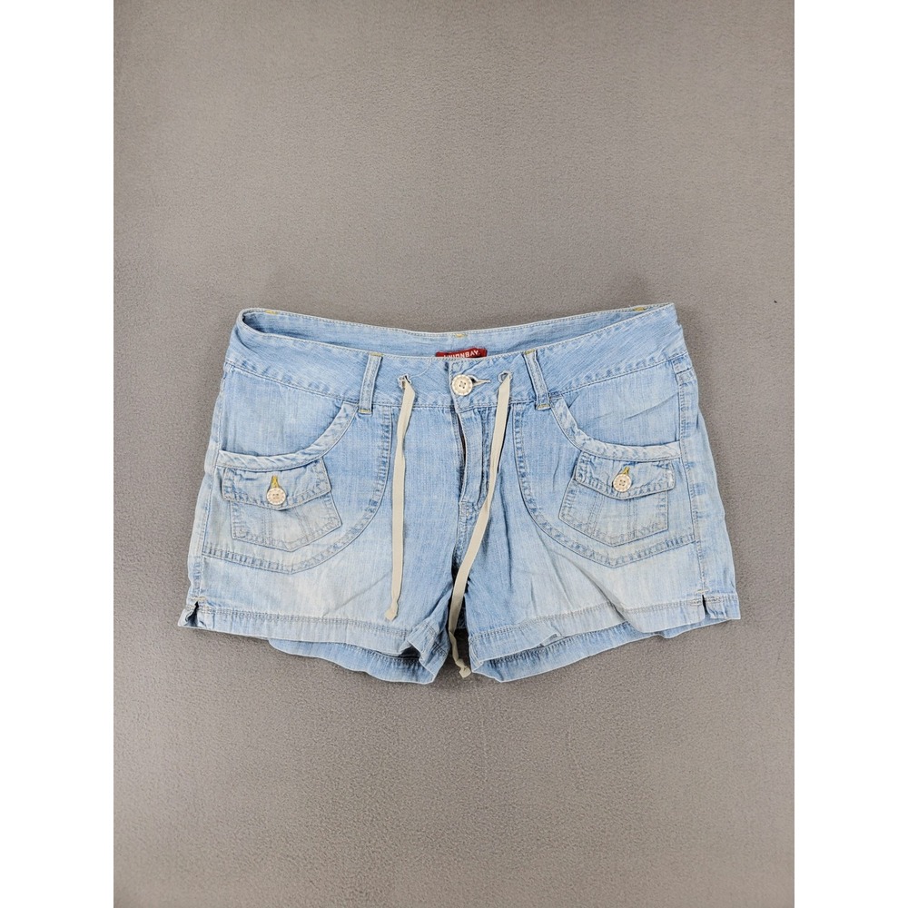 Unionbay Denim Shorts Womens‎ 11 Light Blue Good Cargo Drawstring Y2K Utility